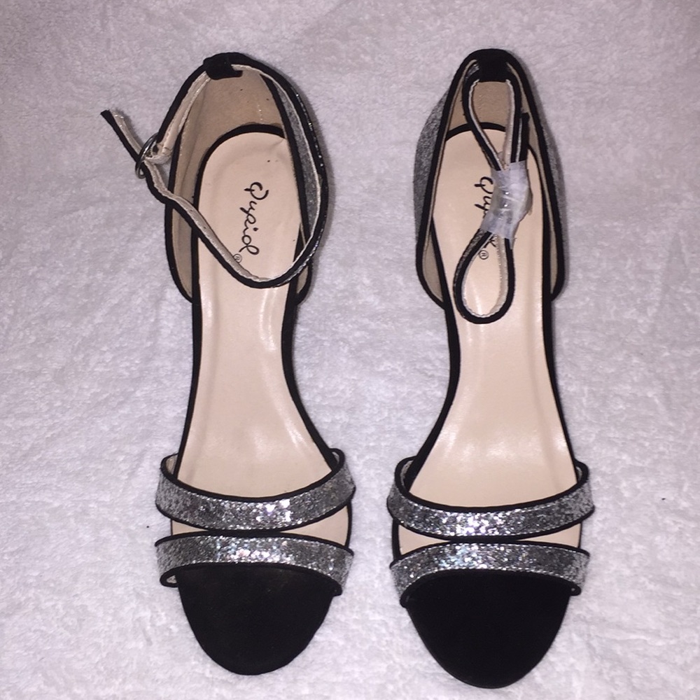 Brand new silver Qupid heels, size 9.